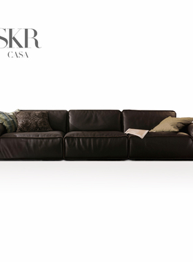 SKRCASA大黑牛直排沙发真皮轻奢定制大平层别墅组合