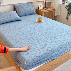 2024新款全棉双层纱床笠单件夏季高档纯棉透气床罩床垫保护套防滑