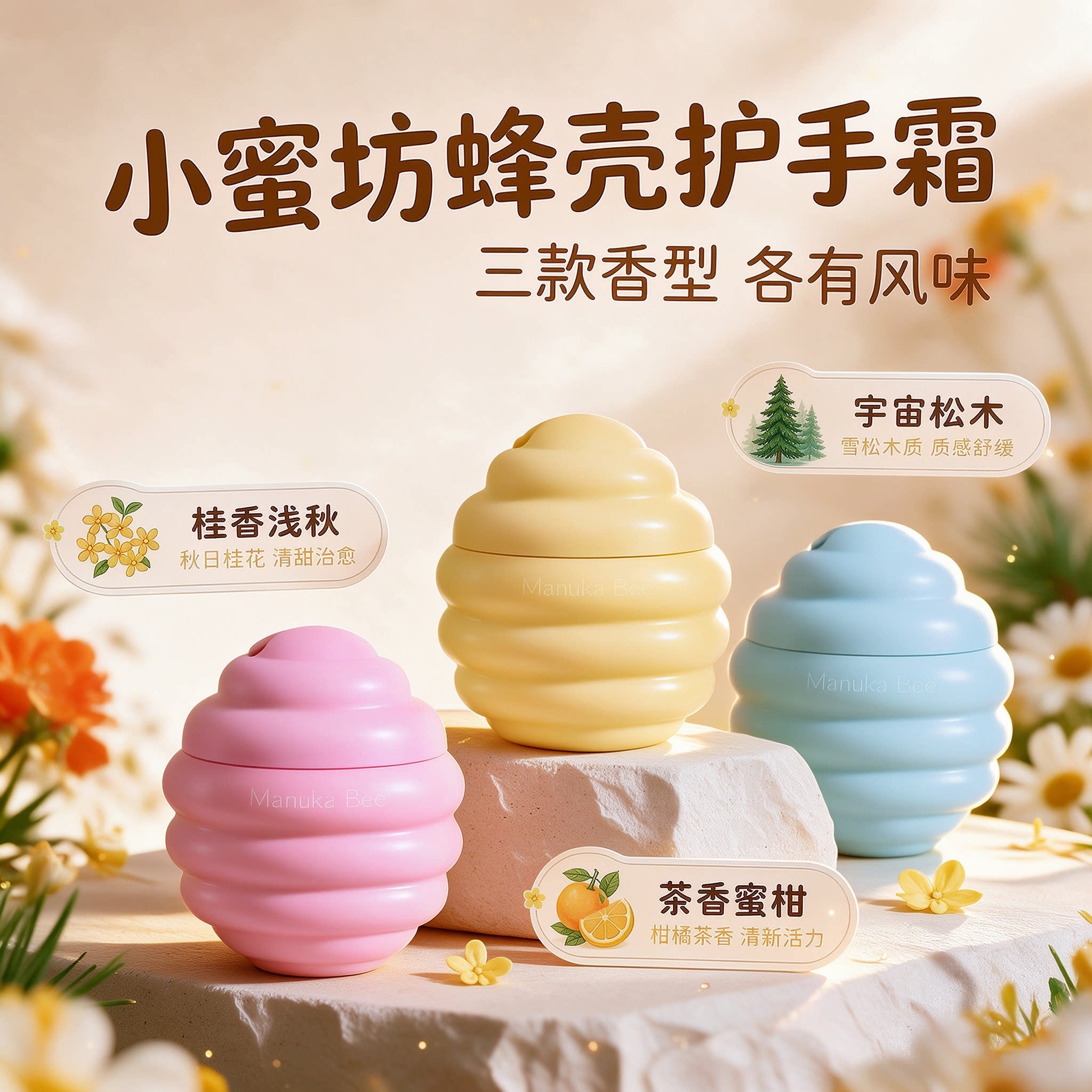 小蜜坊水润护手霜蜂蜜棒甜心清香留香滋润保湿补水便携式干裂30g