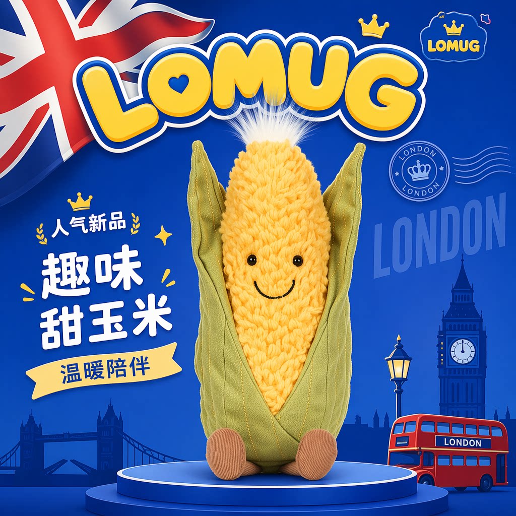 英国LOMUG趣味甜玉米毛绒玩具娃娃玩偶公仔礼物布艺毛绒玩具可爱