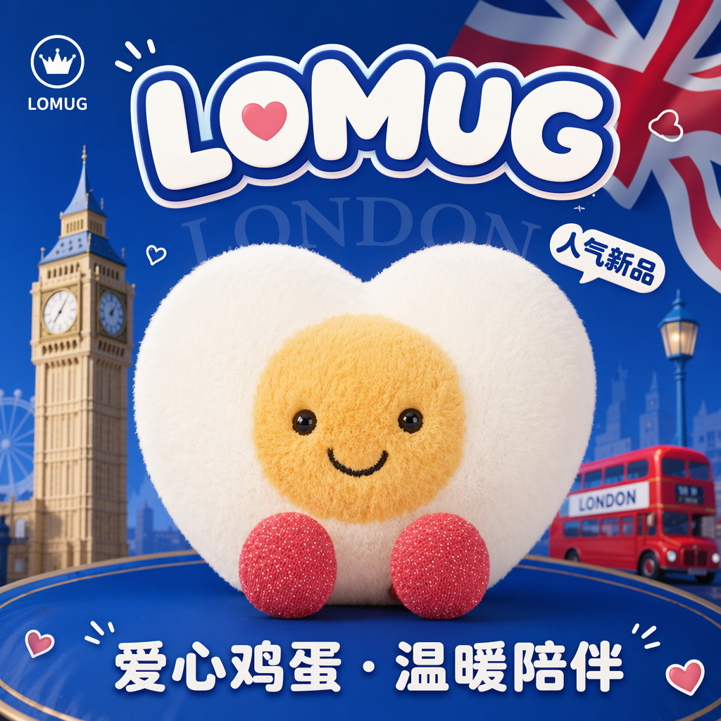 英国LOMUG趣味爱心水煮蛋毛绒玩具玩偶公仔压床娃娃新婚礼物治愈
