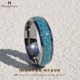 高级感尾戒新款 绿松石钨金戒指男士 天然宝石时尚 耐腐蚀情侣对戒