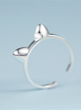 日韩简约纯开口戒指S925银饰品