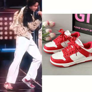 2026春晚王一博同款红白拼色鞋子情侣透气百搭ins轻便休闲女板鞋