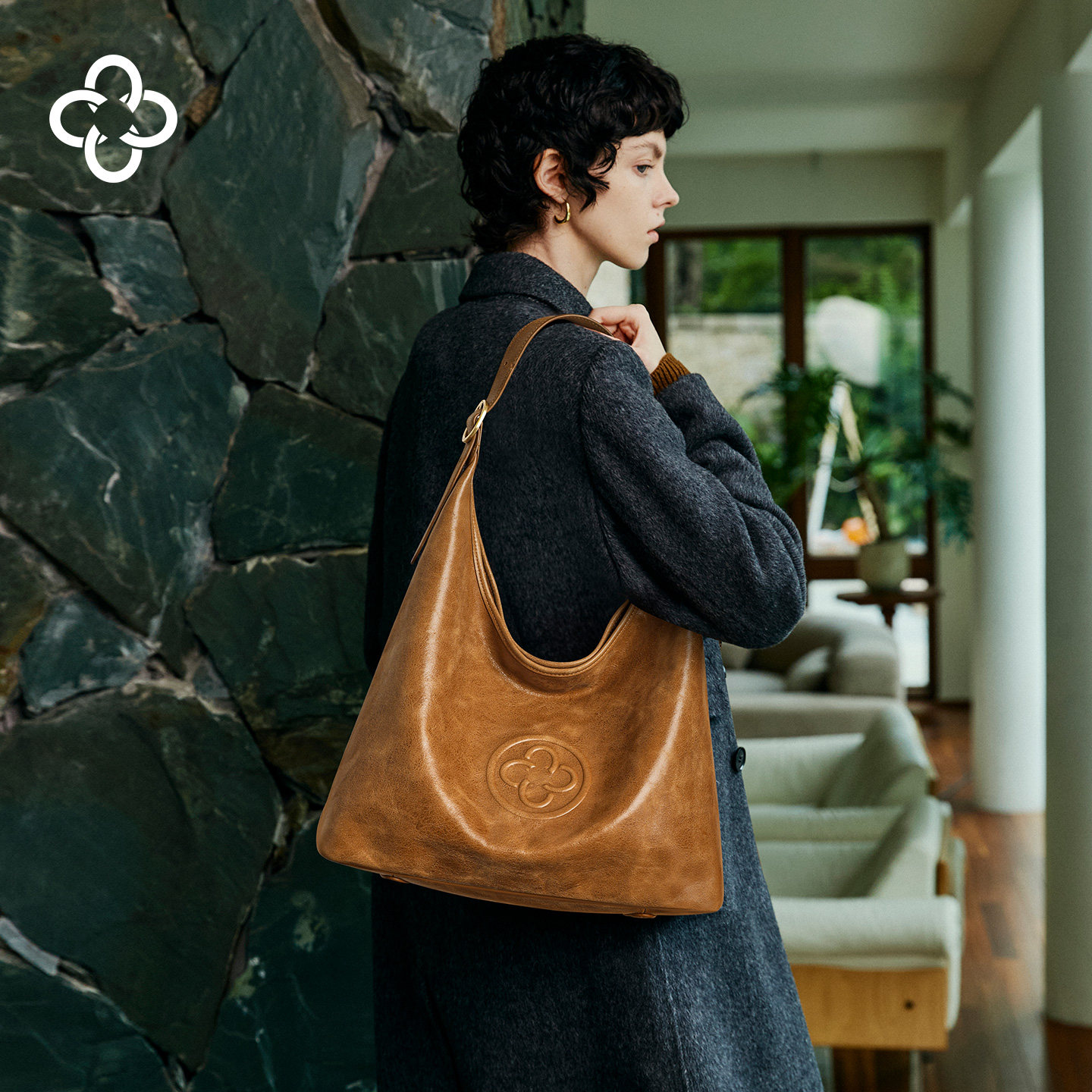 【明星同款】卡思乐女包hobo包腋下包斜挎复古植鞣牛皮单肩托特包