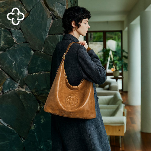 【圣诞礼物】卡思乐女包hobo包腋下包斜挎复古植鞣牛皮单肩托特包