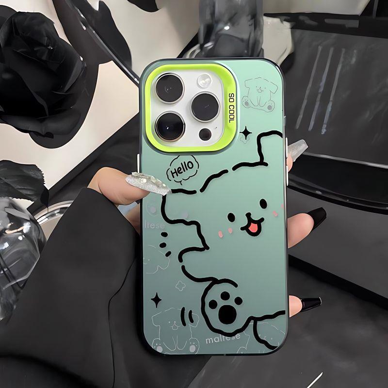 可爱卡通小狗适用苹果15promax手机壳iPhone14Plus硬壳13新款12磨砂网红x/xs/xr/7/8/plus/6s全包边女保护套