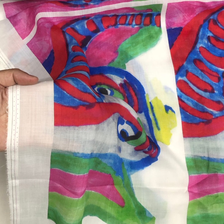 超薄白底漫画大象定位花苎麻柔软