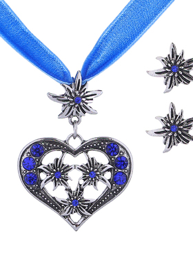 啤酒节雪绒花项链女爱心镶钻套装