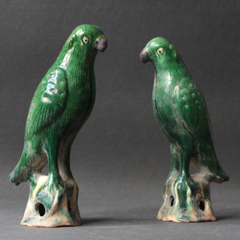 唐三彩陶瓷鹦鹉摆件客厅书房桌面动物家居装饰仿古做旧礼物工艺品