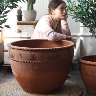 泥瓦盆土花盆庭院园林大号盆缸超大尺码 盆子 睡莲盆橘子缸透气老式