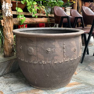 睡莲盆缸荷花鱼盆土陶养鱼陶缸花盆缸陶缸陶盆花盆粗陶泥盆瓦缸