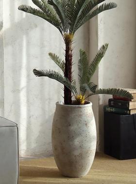 落地简约大花盆复古水泥盆装饰花瓶前年木孔雀木商场客厅装饰盆栽