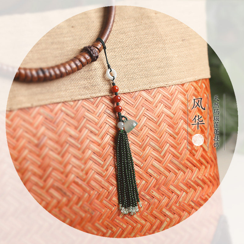 瞐原创手机挂饰玛瑙莲蓬发簪