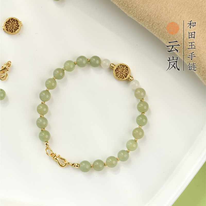 原创天然和田玉文艺复古女款手链