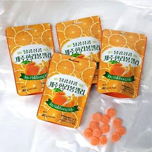 韩国直发济州岛橘子味软糖100%选用原产橘子水果味糖果40g 4袋
