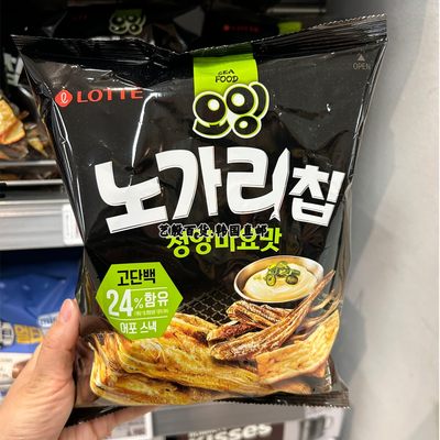 韩国直发LOTTE乐天青阳辣椒蛋黄酱味小明太鱼膨化休闲零食