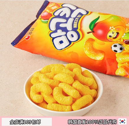 韩国直发农心新品芒果口味膨化条酥脆好吃零食100g/袋休闲食品