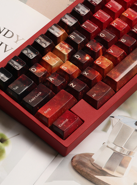 JKDKeys 赤焰星云高光版 红色PBT热升华原厂68 980 75 87 104键帽