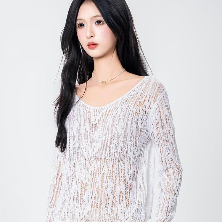 AMASS/新款设计感镂空套头针织衫女轻奢气质时尚百搭538017