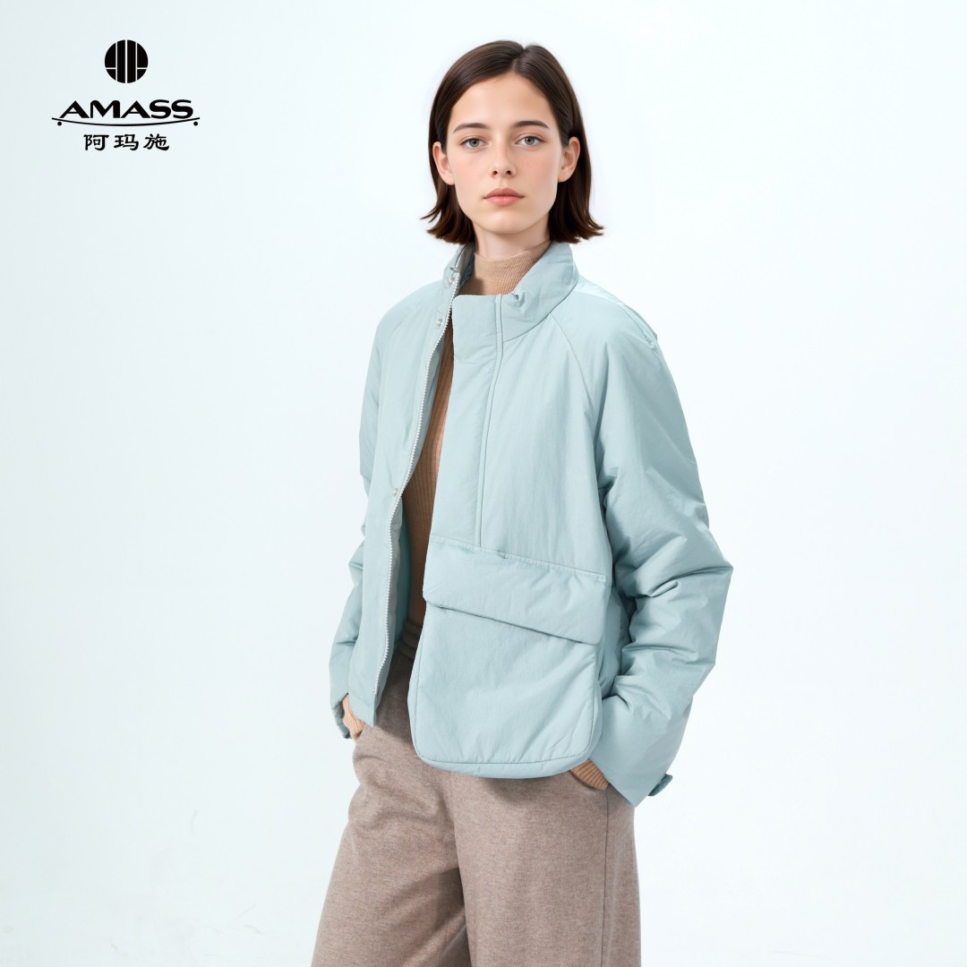 /AMASS女装热感力立领纯色厚款长袖棉服保暖夹克5400851