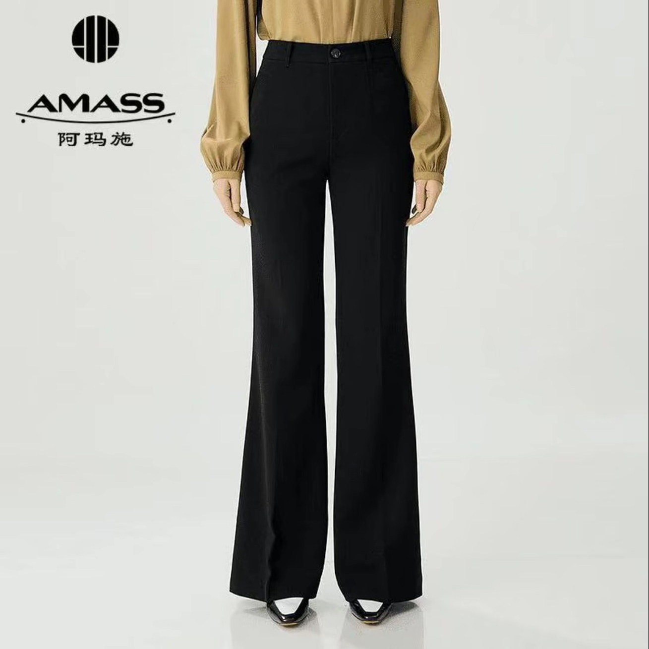 AMASS/阿玛施夏季新款高腰轻职风休闲微喇长裤女装裤子女510020