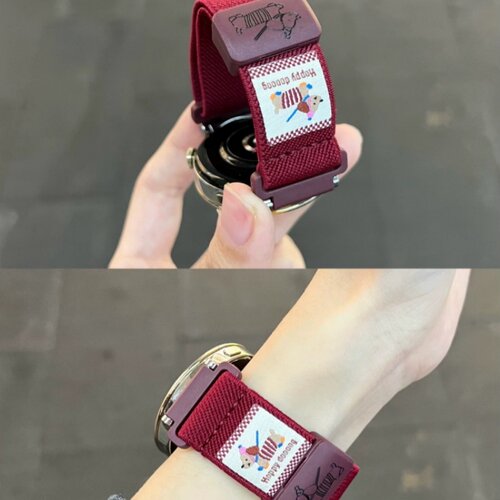 可爱涂鸦腊肠狗适用华为watch5表带新款编织磁吸GT6女gt5pro腕带