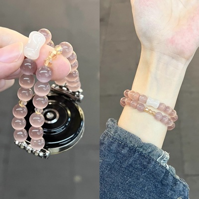 适用华为gt5表带猫眼丁香紫水晶链条gt4新款手表腕带watch3/4pro