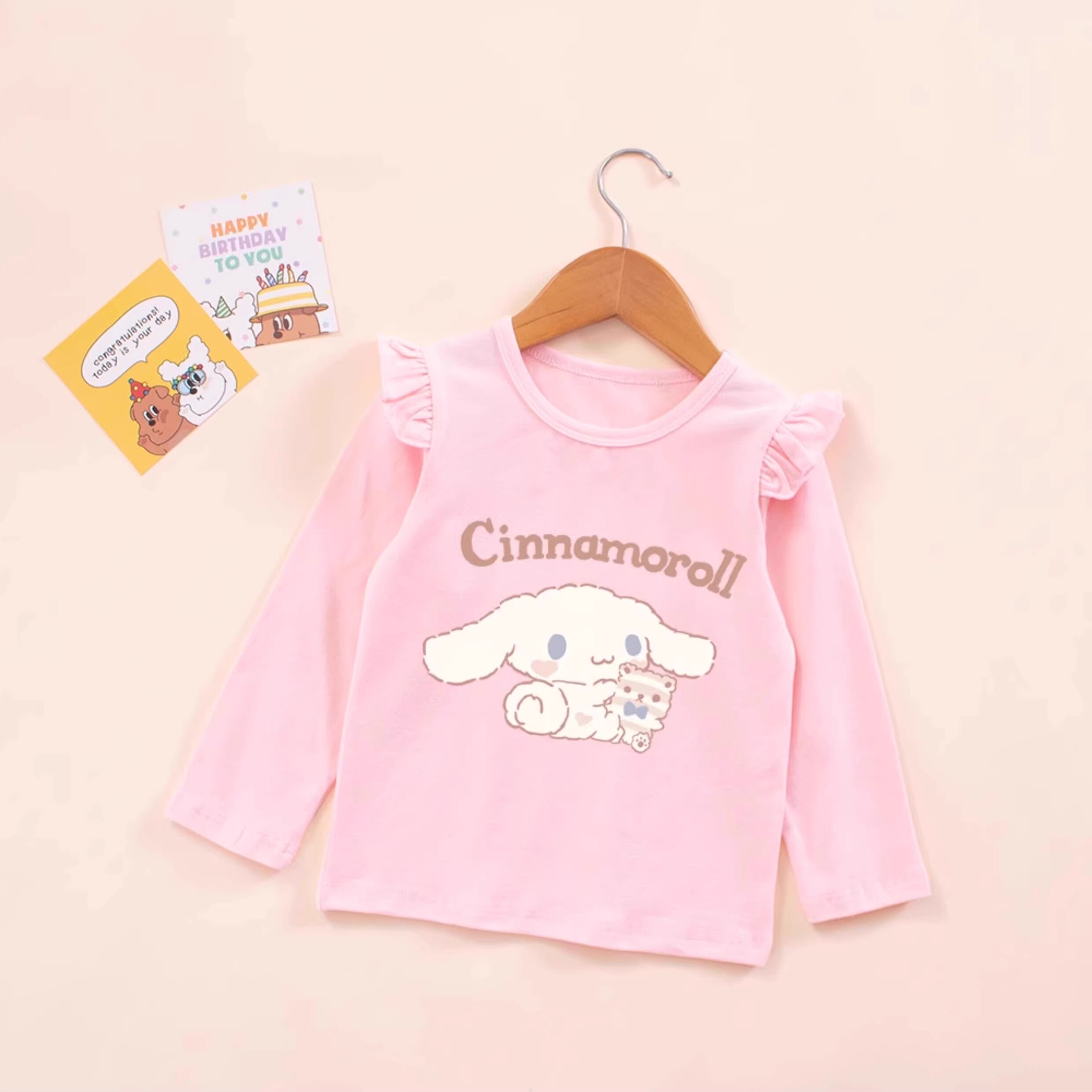 女童春装纯棉长袖2025薄款T恤儿童洋气玉桂狗T恤女宝宝纯棉打底衫