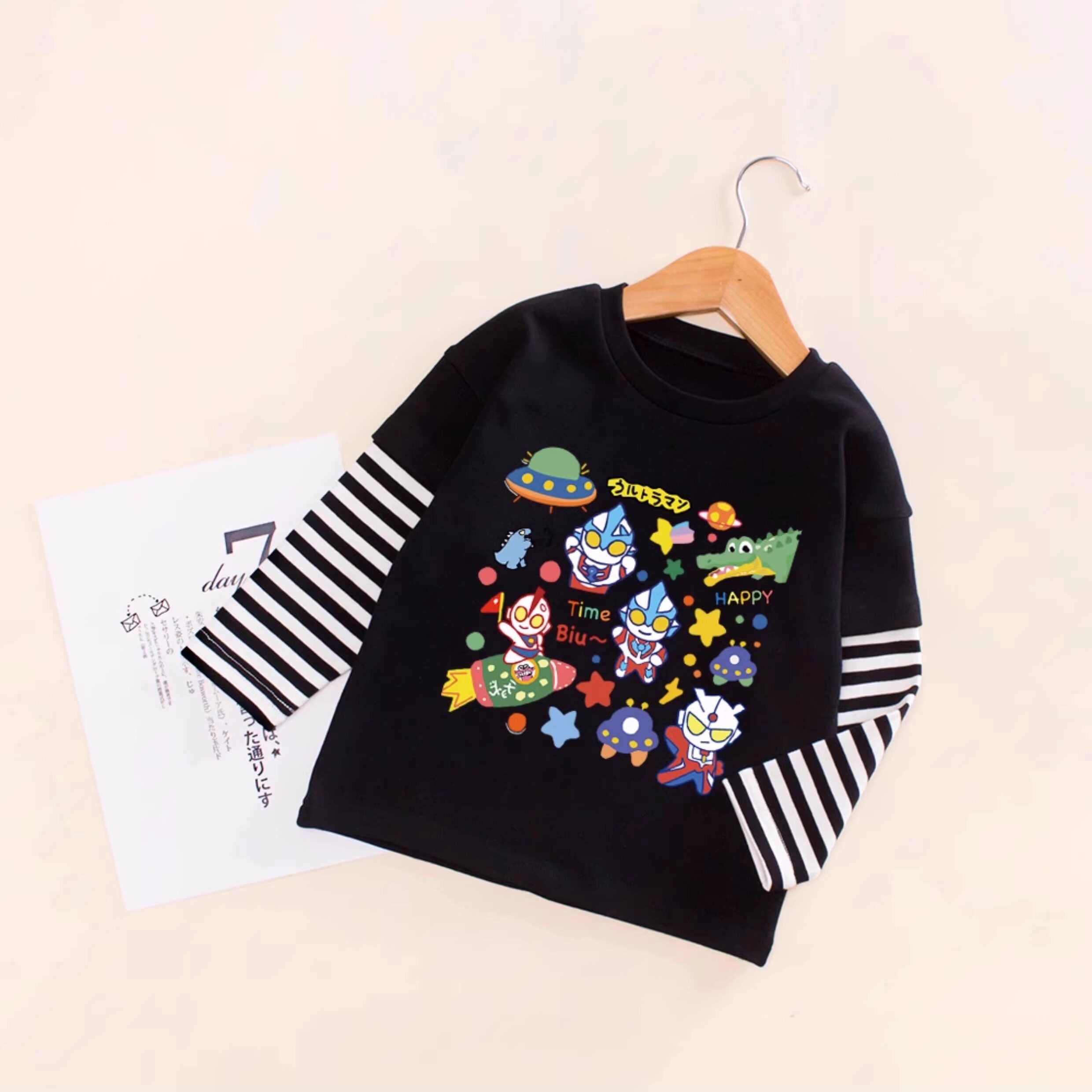 男童秋装纯棉打底衫儿童韩版假两件长袖T恤3男孩可爱超人上衣服潮