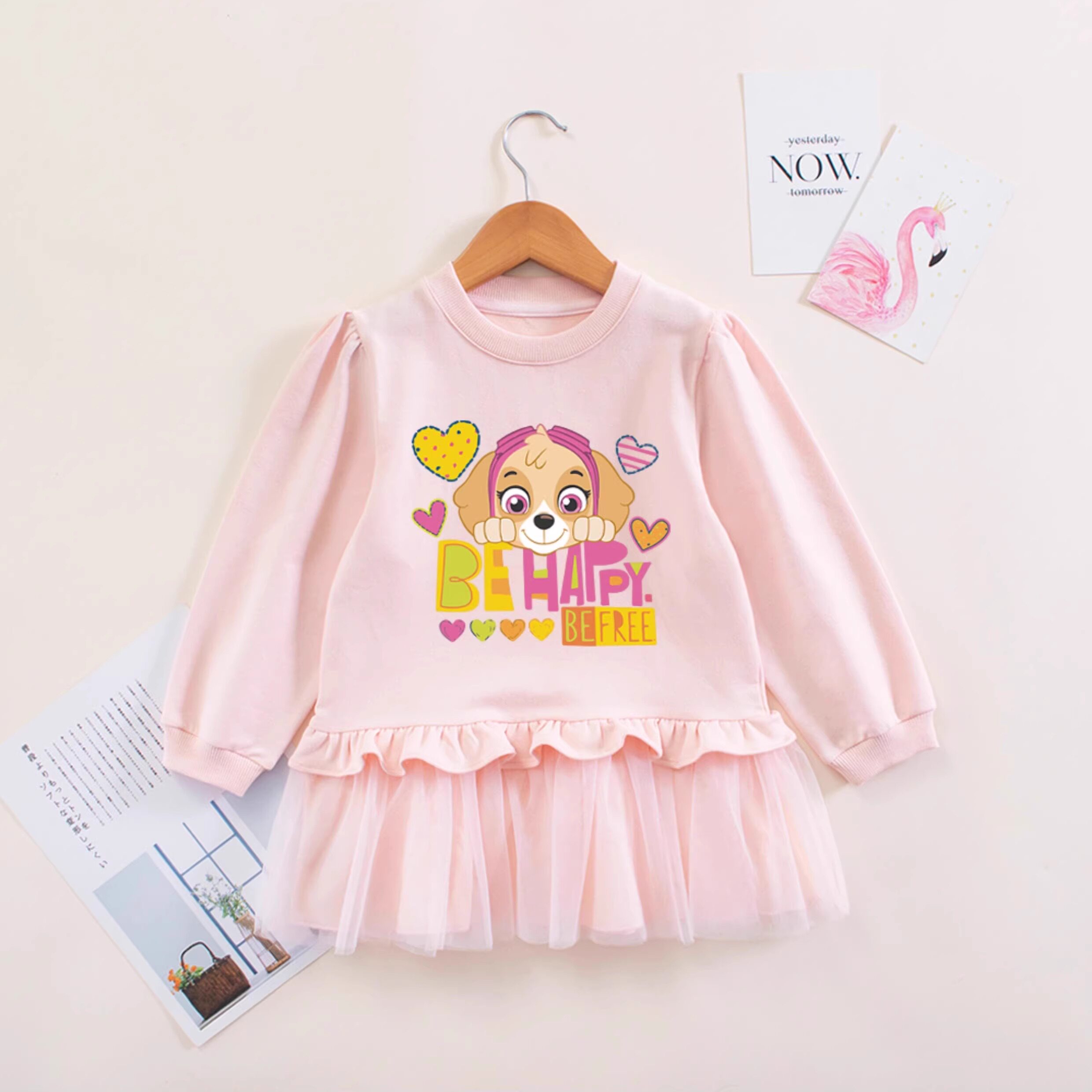 女童汪汪队裙子春秋长袖连衣裙女宝宝可爱小狗衣服女孩公主裙春装