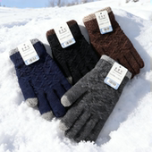 骑行保暖毛线触屏新款 男女加厚手套 写字秋冬针织全指成人手套韩式