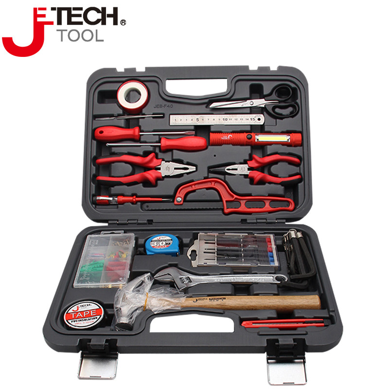 Jetech捷科工具新品家用套装40件套钳子卷尺锤子JEB-F40便携爆款