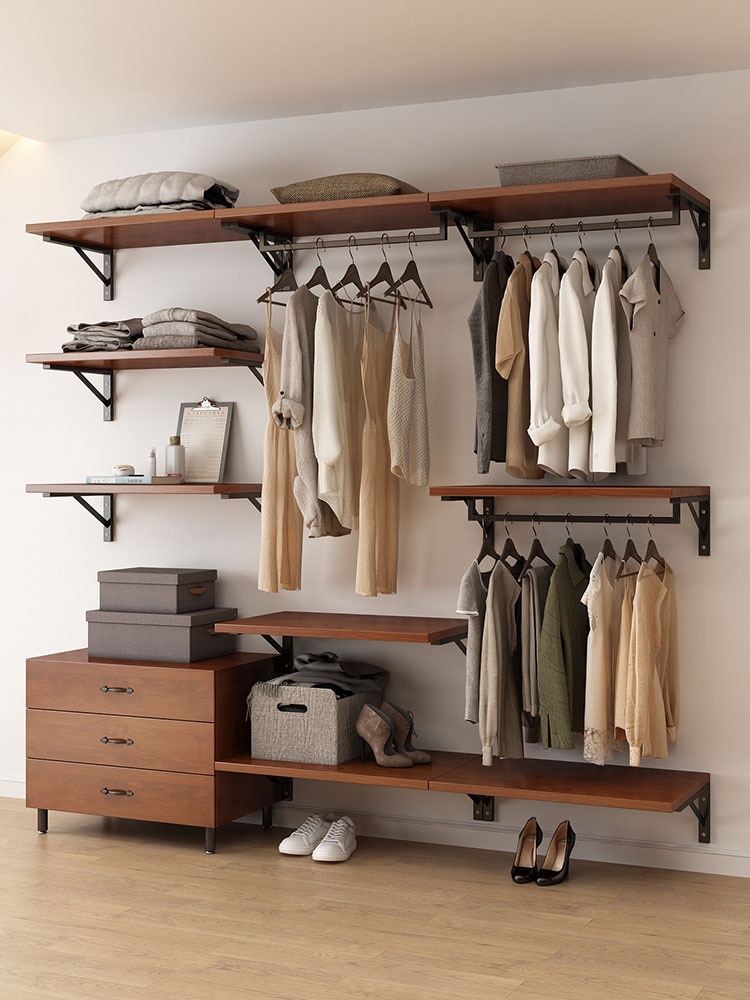 壁挂式衣帽间开放式无门衣柜架金属置物架步入式挂衣架子砌墙铁艺