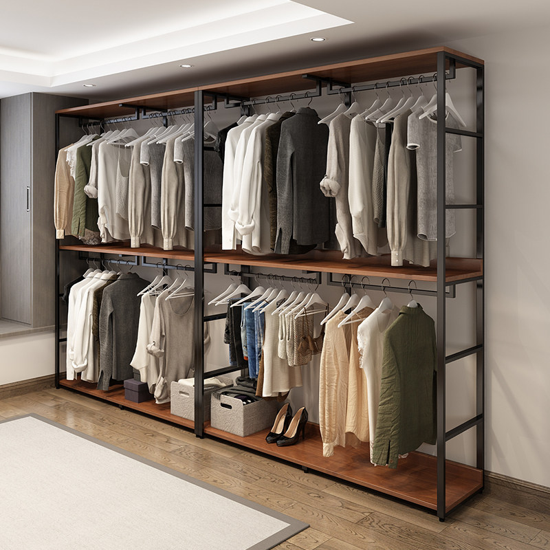 开放式衣柜衣帽间置物架自制悬挂式金属铁艺衣架卧室步入式挂衣架