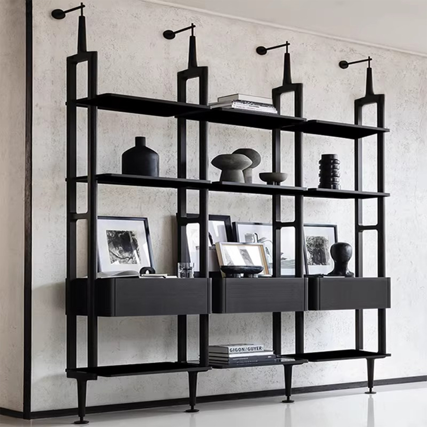 意式极简实木书架设计师落地客厅置物架展示一体挂墙靠墙钢制书柜,住宅家具,书架,淘宝优惠券,粉丝福利购,淘宝优惠卷