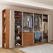 金属衣柜铁艺衣橱组装布衣柜落地家用卧室实木挂衣柜开放式衣帽间