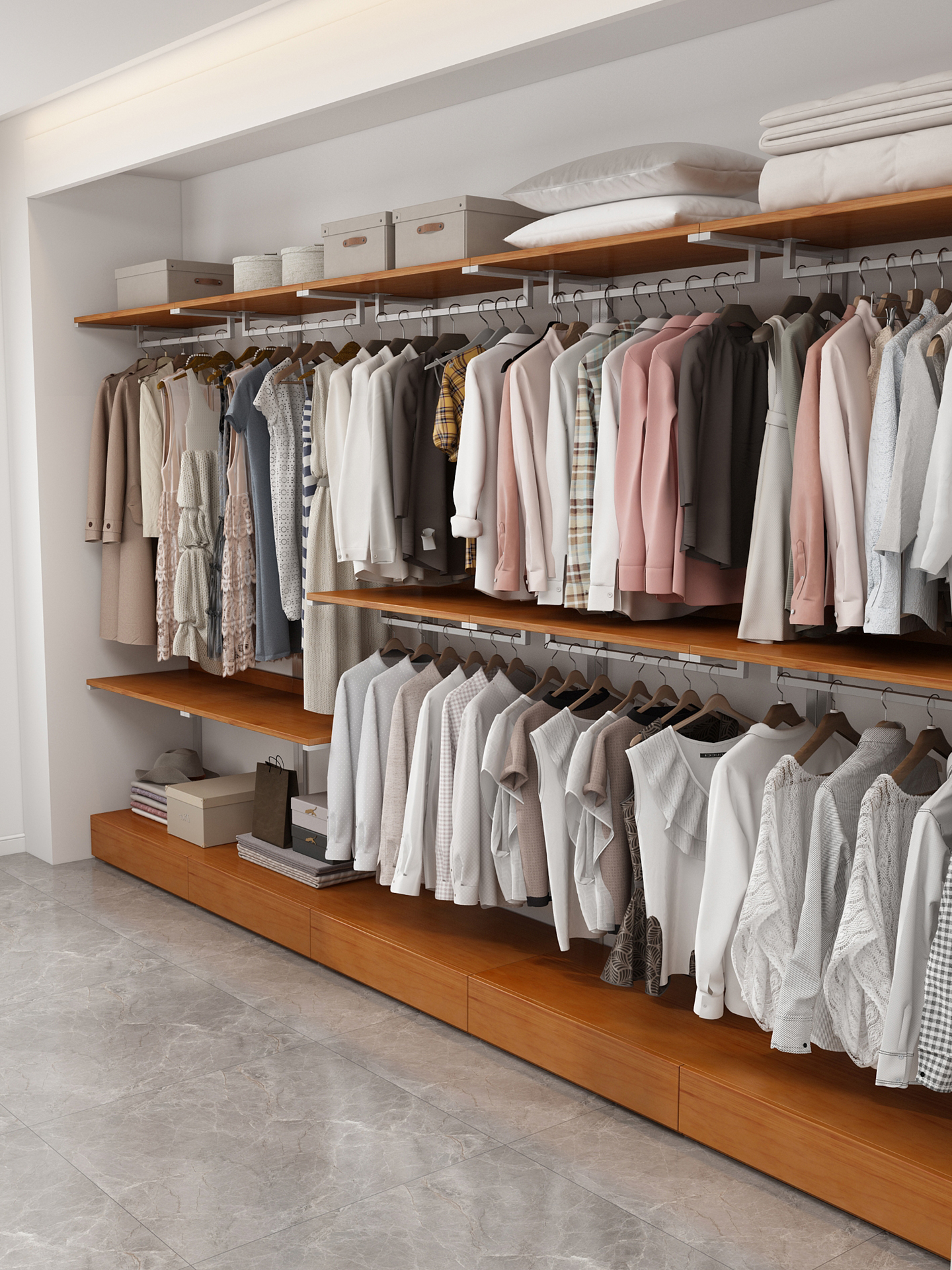 金属衣柜2025新款爆款家用卧室实木开放式衣橱砌墙钢架定制衣帽间