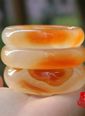 冰透蜜糖色玉髓玛瑙一物一图手镯