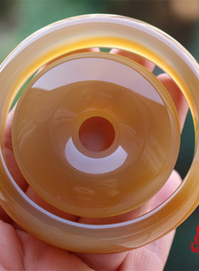 蜜糖色黄玉髓同料平安扣玛瑙手镯