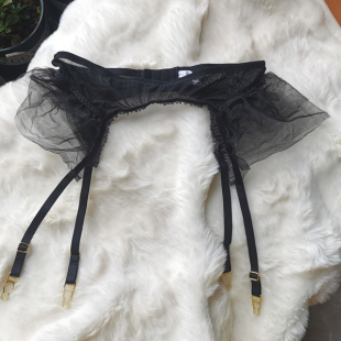 丝袜防滑袜夹 欧美网纱透视吊袜带女 小飞边