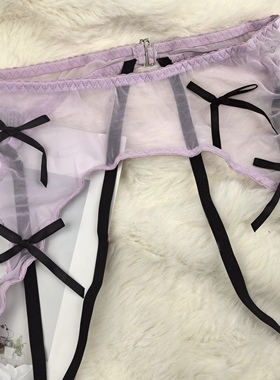 S 甜美纯欲 欧美蝴蝶结性感网纱透视吊袜带 少女丝袜防滑袜夹法式