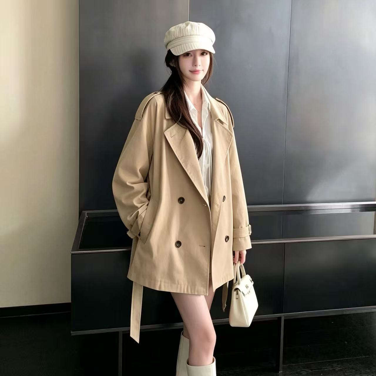 秋季新款宽双排扣高级感百搭大衣