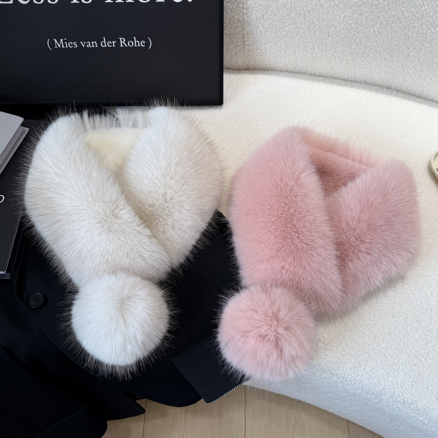 狐狸毛围巾冬季女双面保暖毛绒可爱毛球獭兔毛围脖领子皮草毛领