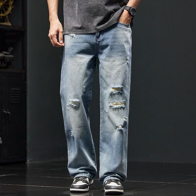 男士美式复古宽松潮流百搭牛仔裤