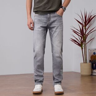 街头中腰耐磨百搭休闲长裤 香港高端修身 青年美式 男士 子 直筒牛仔裤