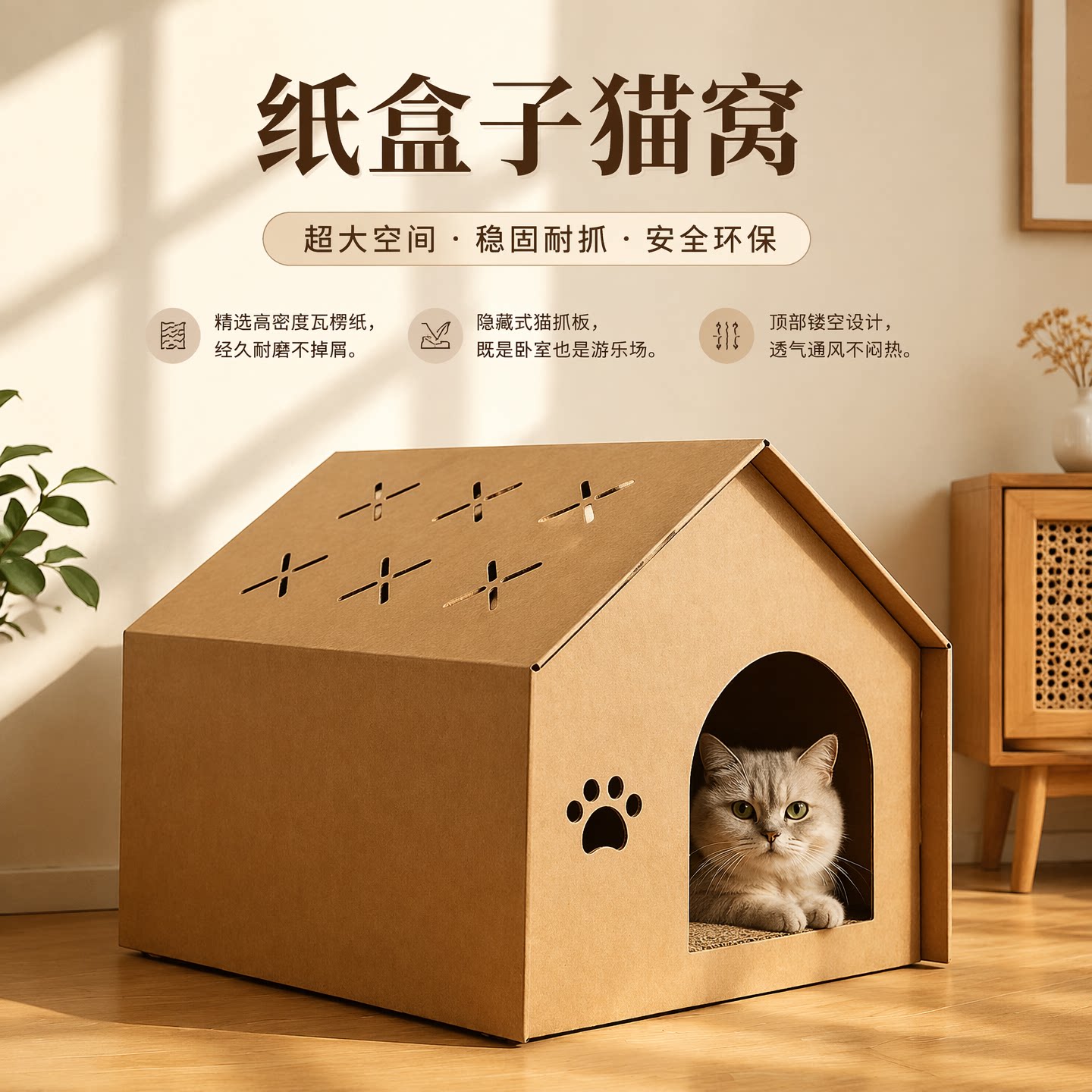 纸盒子猫窝瓦楞纸箱猫窝猫爪板图片