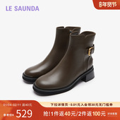 特价 饰扣圆头通勤短靴女靴5T53206 时尚 莱尔斯丹秋冬季 商场同款
