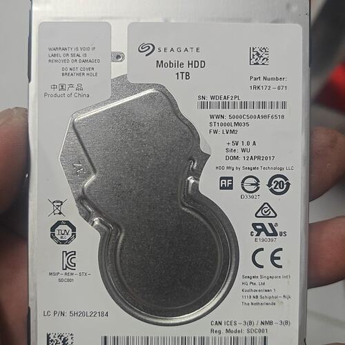 希捷1TB 2.5寸机械硬盘，型号ST1000LM035，S--议价商品