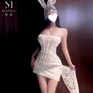 80-160斤大码女新款性感睡衣蕾丝束腰包臀裙蕾丝面纱制服角色扮演